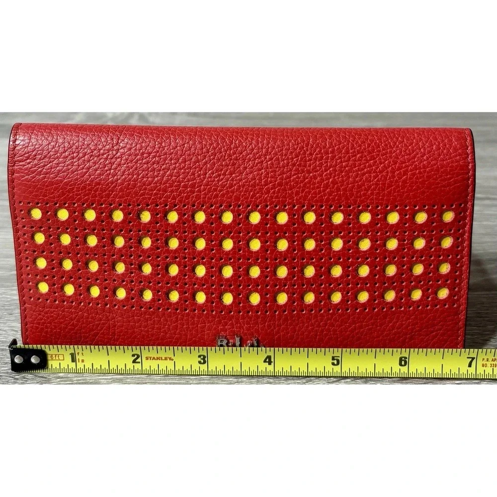 Lauren Ralph Lauren Leather Leighton Collection Wallet. Red/Yellow.